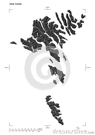 Faroe Islands shape on white. Grayscale Stock Photo