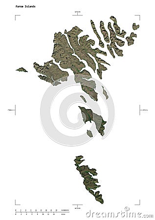 Faroe Islands shape on white. High-res satellite Stock Photo