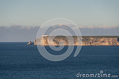 Farol do Cabo de Sao Vicente Lighthouse in Sagres, Portugal Stock Photo