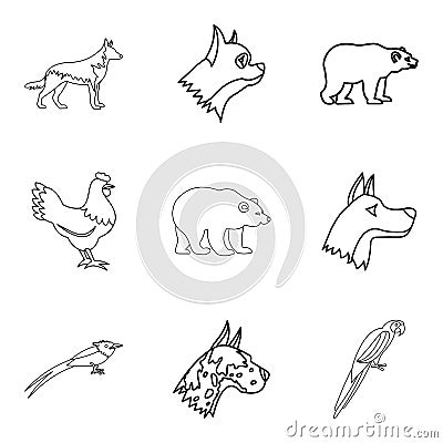 Farrier icons set, outline style Vector Illustration