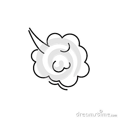 Fart cloud vector line icon, smoke poof doodle, comic breath, air, steam puff, dust or flatulence, cartoon smell pop, funny gas Vector Illustration