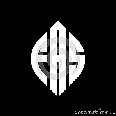 FAS circle letter logo design with circle and ellipse shape. FAS ellipse letters with typographic style. The three initials form a Vector Illustration