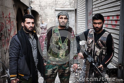 FSA fighters, Aleppo, Syria. Editorial Stock Photo