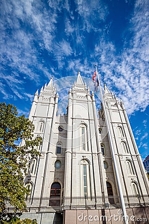 Fascade of Salt Lake Temple in Utah Editorial Stock Photo