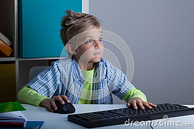 Fascinated boy playing Stock Photo