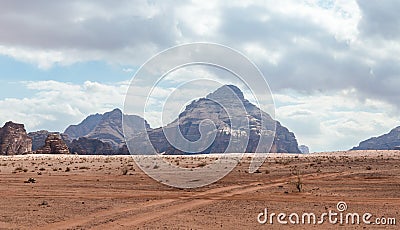 Fascinating beauty of the Wadi Rum desert near Aqaba city in Jordan Stock Photo