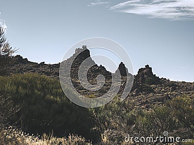 Fascinating rock formations on the volcano of Tenerife Stock Photo