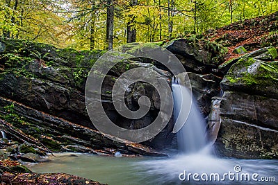 Fascinating waterfall in the mountains Stock Photo