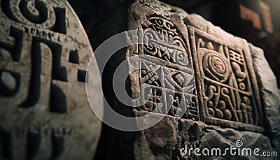 The fascination with cave paintings and ancient stone engravings Stock Photo
