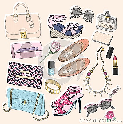 Fashion accessories set Stock Photo