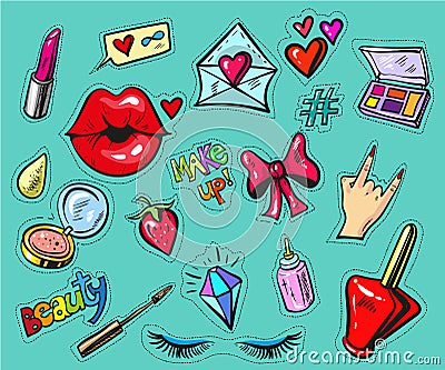 Fashion badges or stickers hand drawn style vector Vector Illustration