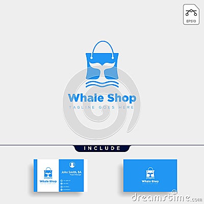 fashion bag shoping with whale simple logo type template vector illustration icon element Vector Illustration