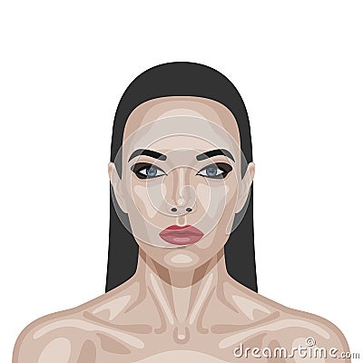 Fashion beauty brunette Woman with perfect Skin Vector Illustration