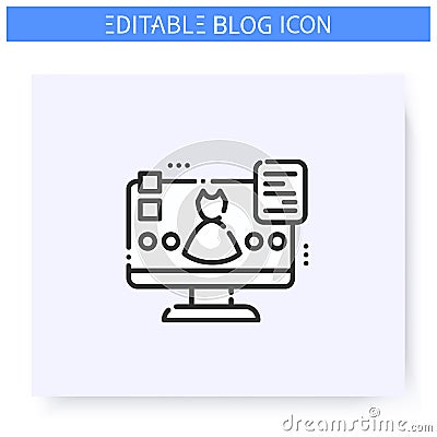 Fashion blog line icon. Editable illustration Vector Illustration