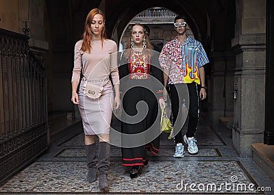 MILAN, Italy: 19 September 2019: Fashion blogger street style outfit Editorial Stock Photo