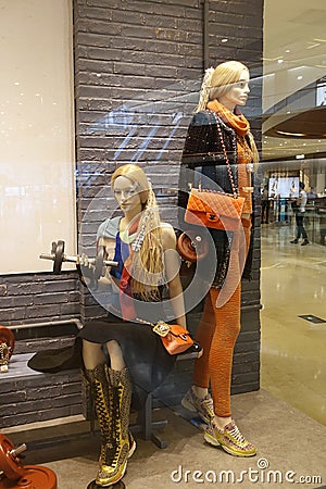 Fashion boutique shop store window Editorial Stock Photo