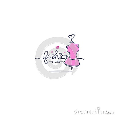 Fashion boutique and store logo, label, emblems with bright line Vector Illustration