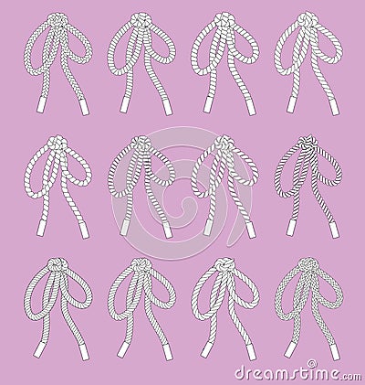 Bow string braid cord rope sketch vector flat fashion Vector Illustration