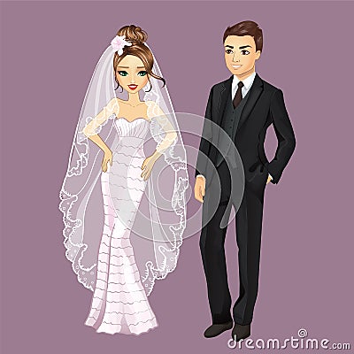 Fashion Bride And Groom Vector Illustration