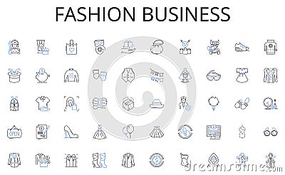 Fashion business line icons collection. Expedition, Trek, Hike, Adventure, Quest, Odyssey, Excursion vector and linear Vector Illustration