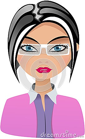 Fashion Business Woman with White Spectacles Vector Illustration