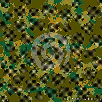 Fashion camo. Colorful camouflage vector pattern. Seamless fabric design Vector Illustration