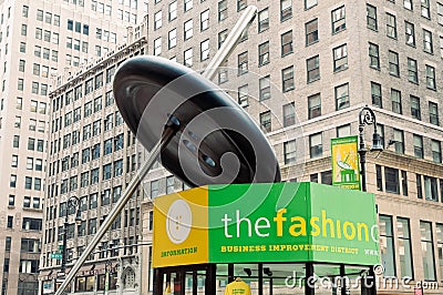 The fashion center information kiosk in NYC Editorial Stock Photo
