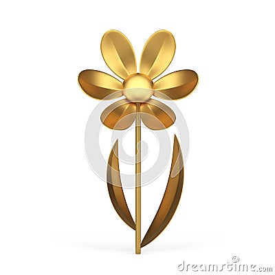 Fashion chamomile premium metallic flower romantic composition decor element 3d icon vector Vector Illustration
