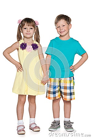 Fashion cheerful little kids Stock Photo