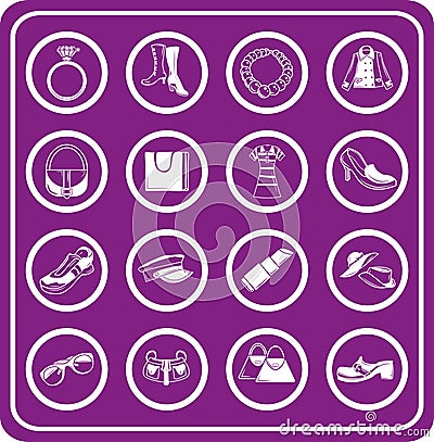 Fashion, clothes and accessory icons Vector Illustration