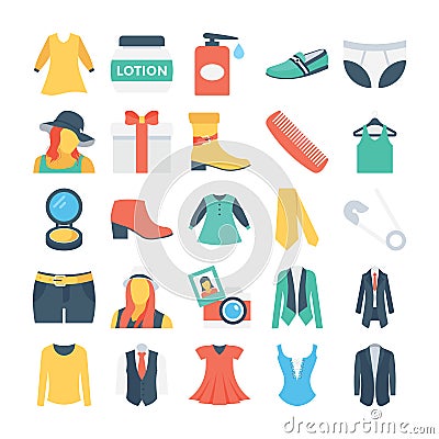 Fashion and Clothes Colored Vector Icons 4 Stock Photo