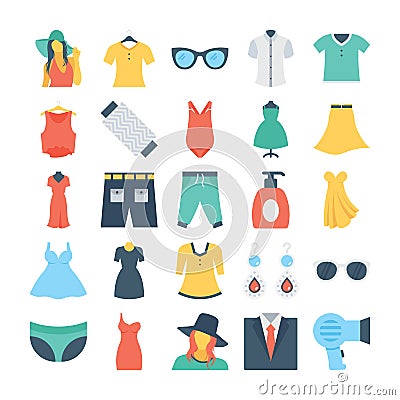 Fashion and Clothes Colored Vector Icons 6 Stock Photo