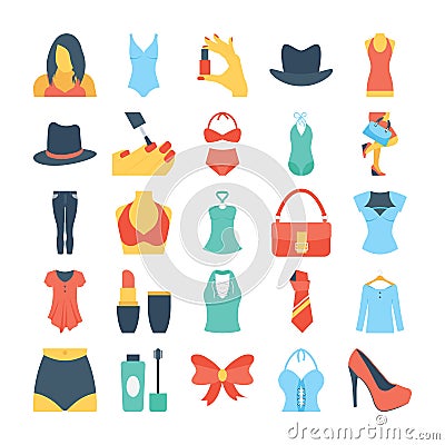 Fashion and Clothes Colored Vector Icons 7 Stock Photo