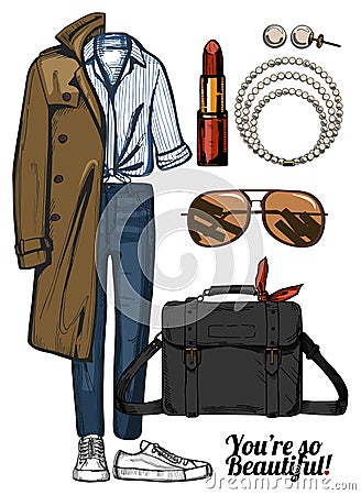 Fashion clothess look Vector Illustration