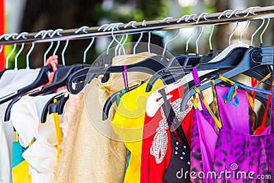 Fashion clothing on hangers Stock Photo