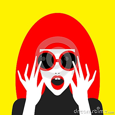 Fashion color surprised girl Vector Illustration