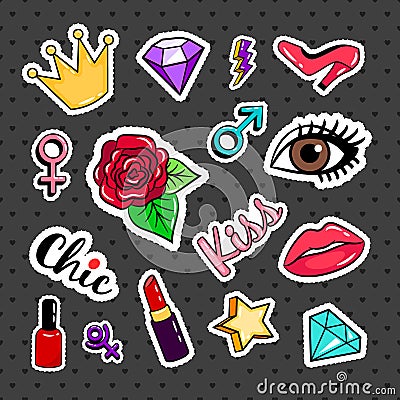 Fashion colorful stickers collection Vector Illustration