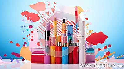 fashion cosmetic podium background Cartoon Illustration