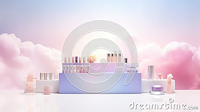 fashion cosmetic podium background Cartoon Illustration