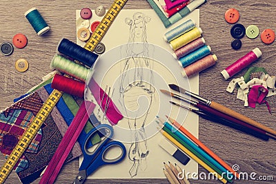 Fashion Design sketch Stock Photo