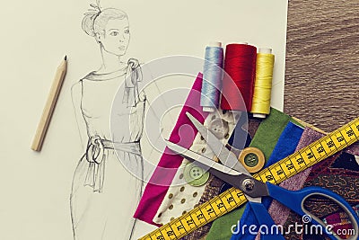 Fashion Design sketch Stock Photo