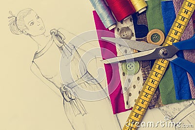 Fashion design sketch Stock Photo