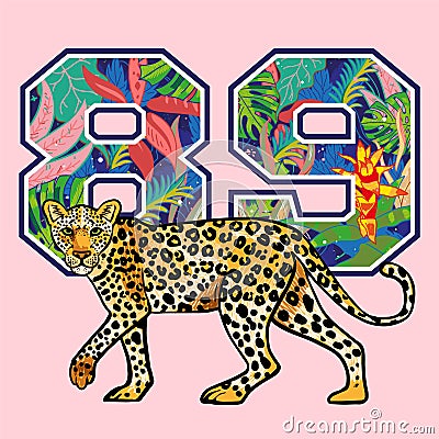 Leopard print with leopard Vector Illustration