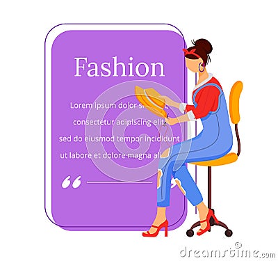 Fashion designer flat color vector character quote Vector Illustration