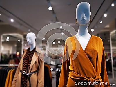 Fashion dummy - clothing for women, brown dress Stock Photo