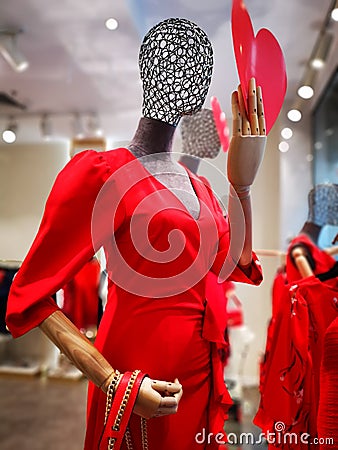 Fashion dummy - clothing for women, red dress Stock Photo