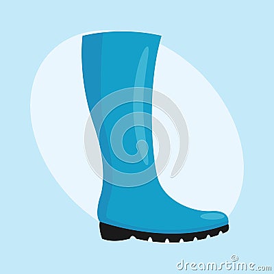 Fashion female blue boots isolated casual foot autumn clothing vector illustration. Vector Illustration