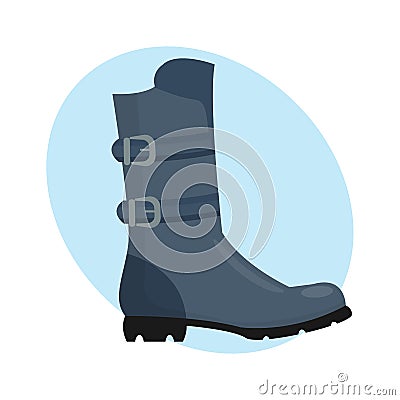 Fashion female boots gray isolated casual foot autumn clothing vector illustration. Vector Illustration