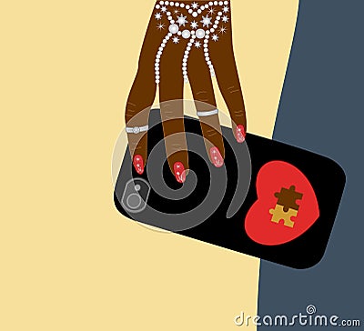 Fashion female hand dark skin accessories Cartoon Illustration