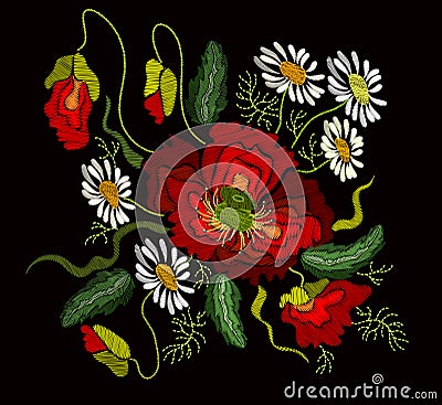 Fashion floral embroidery. Vector Illustration